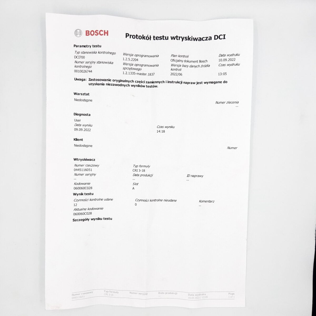 Regenerowany wtryskiwacz 0445116051, CH2Q-9K546-AA CITROEN