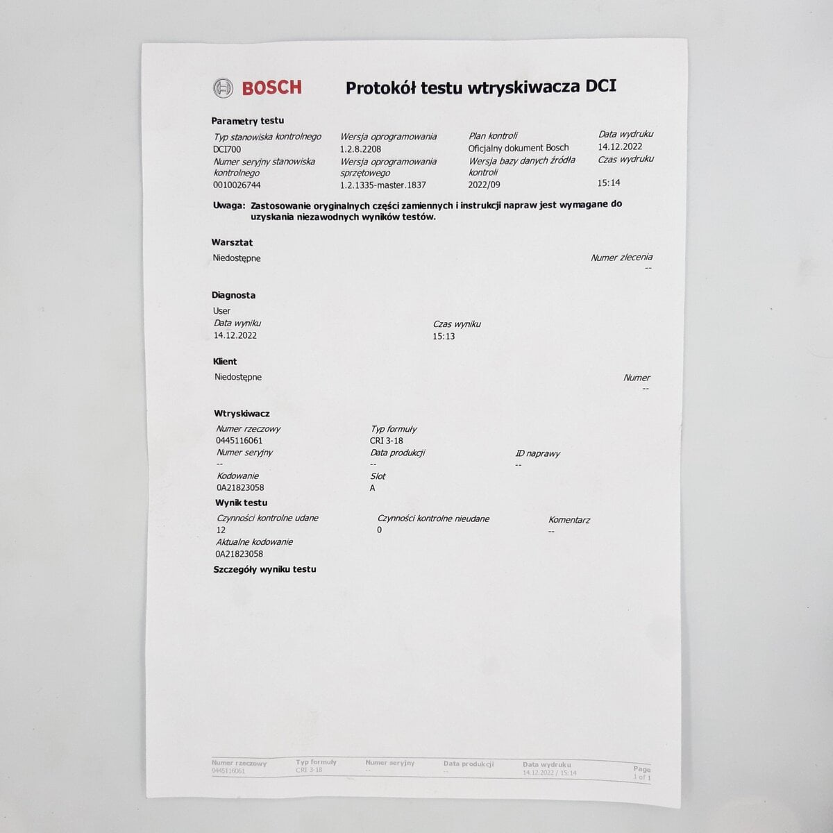 Regenerowany wtryskiwacz 0445116061, FW939K546AA LAND ROVER RANGE ROVER