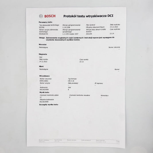 Regenerowany wtryskiwacz 0445116061, FW939K546AA LAND ROVER RANGE ROVER