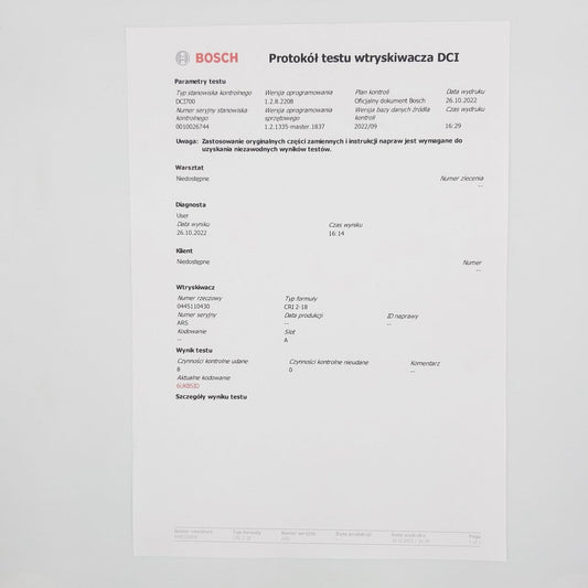 Regeneowany wtryskiwacz 0445110430, 35062008F JEEP