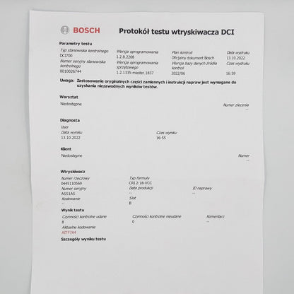 Regenerowany wtryskiwacz 0445110569, 166000804R RENAULT